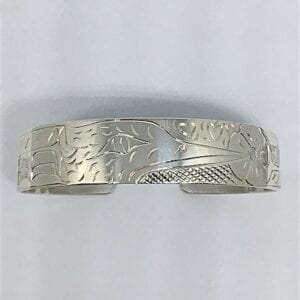Sterling silver 1/2 inch wide hummingbird bracelet