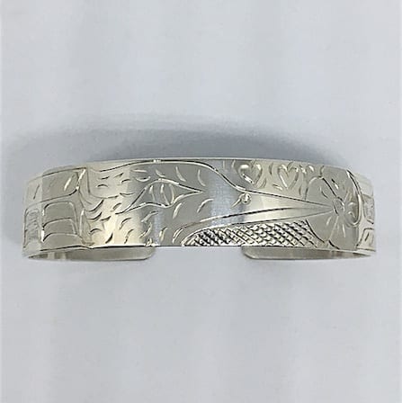 Sterling silver 1/2 inch wide hummingbird bracelet