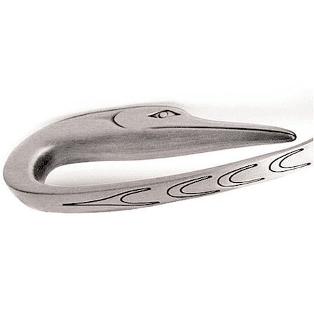 Heron design on pewter ladle handle