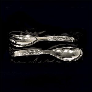 Silver plated Eagle and Orca Whale salad servers