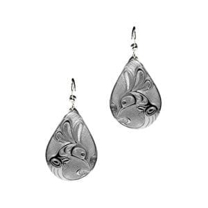 Silver pewter teardrop Hummingbird earrings