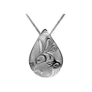 Silver pewter teardrop Hummingbird necklace