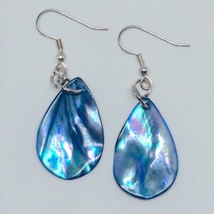 Blue teardrop abalone earrings