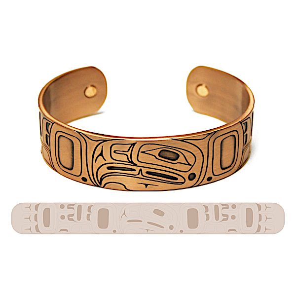 Copper 3/4 inch wide Eagle bracelet full design