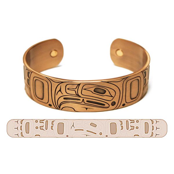 Copper 3/4 inch wide Eagle bracelet full design