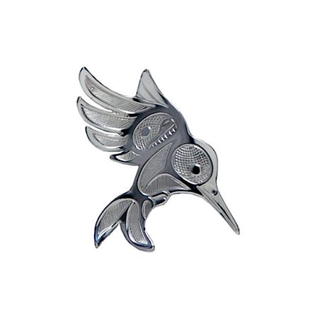 Silver pewter Hummingbird in Flight brooch