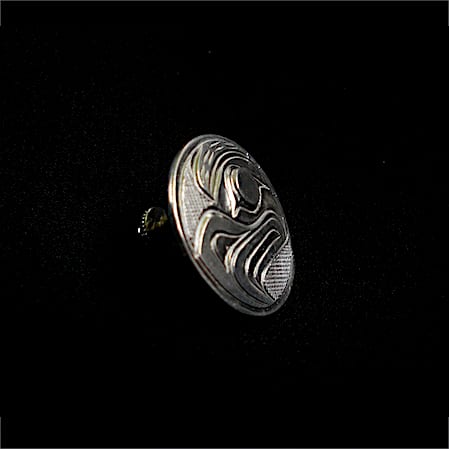 Sterling silver round Eagle lapel/tie pin - side view