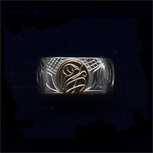 14K gold on sterling silver 3/8 inch wide Eagle ring