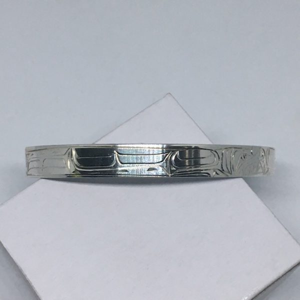 Sterling silver 1/4 inch wide Bear bracelet - left side view