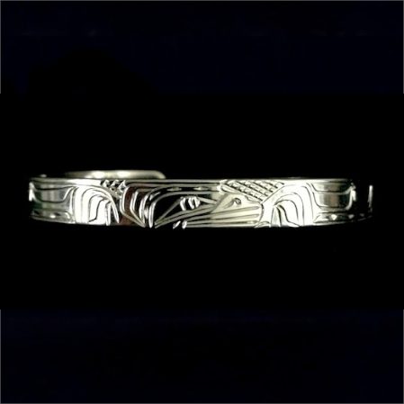 Sterling Silver 1/4 Inch Wide Raven Bracelet
