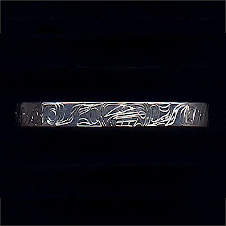 Sterling Silver 1/4 Inch Wide Orca Whale Bracelet