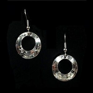 Sterling silver small circle shaped Eagle earrings