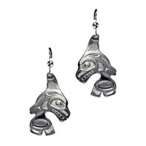 Silver pewter Orca Whale earrings