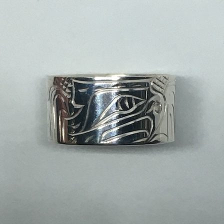 Sterling silver 3/8 inch wide Eagle ring (size 7.75)