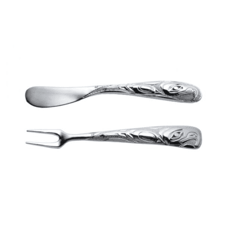 Chrome plated Eagle pate/butter knife & fork set