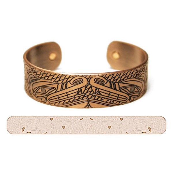 Copper 3/4 inch wide Wolf bracelet full design