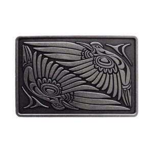 Antique silver finish belt buckle with two Humingbird designs