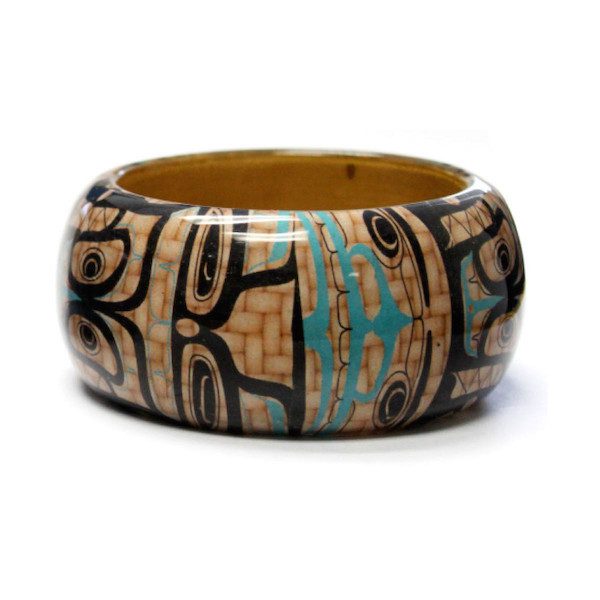 Orca Whales 1.5 inch wide wood bangle