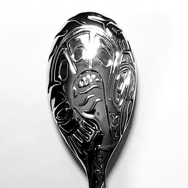 Salmon design on silver plated salad spoon