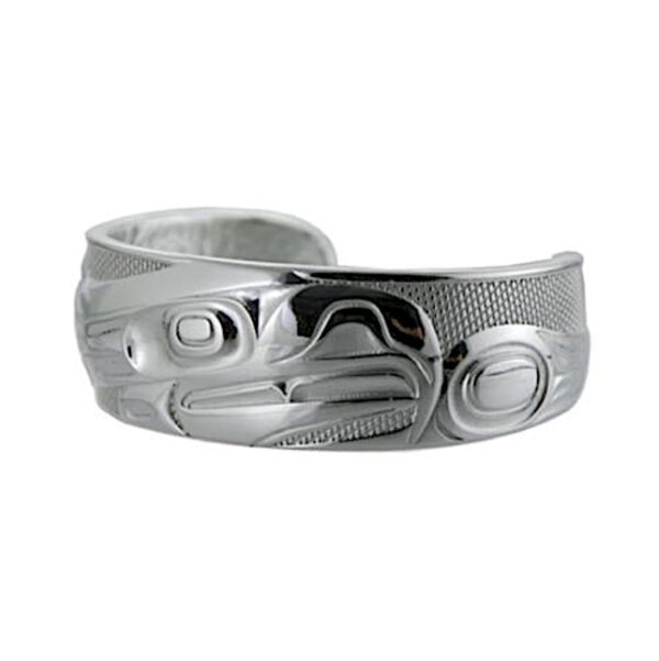 Silver pewter 1 inch wide Eagle bracelet - side view