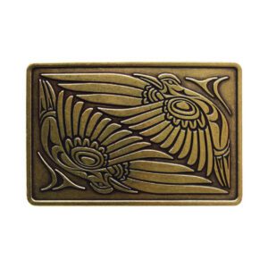 Antique brass finish belt buckle with two Humingbird designs
