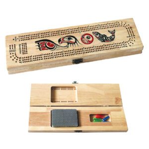 3-track cribbage board with Eagle and Salmon design