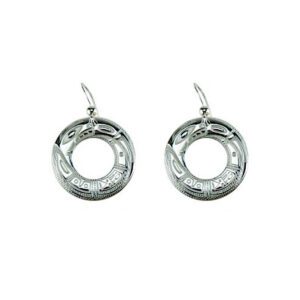 Silver pewter Chilkat circle earrings