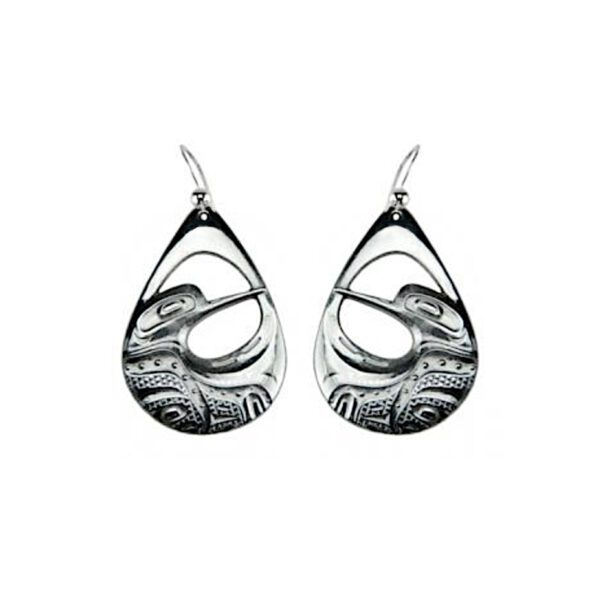 Silver pewter cut-out Hummingbird earrings
